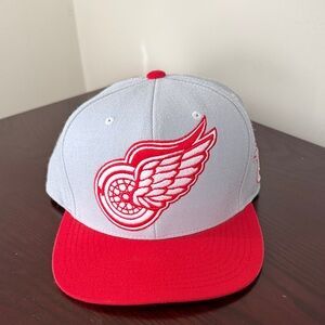 Mitchell & Ness Gray and Red Detroit Red Wings Snapback Hat